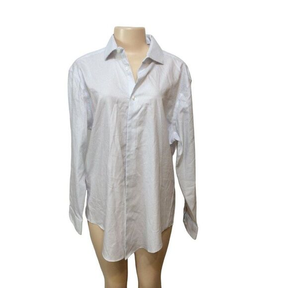 CALVIN klein long sleeve button down size XL white and blue dots - Picture 1 of 3